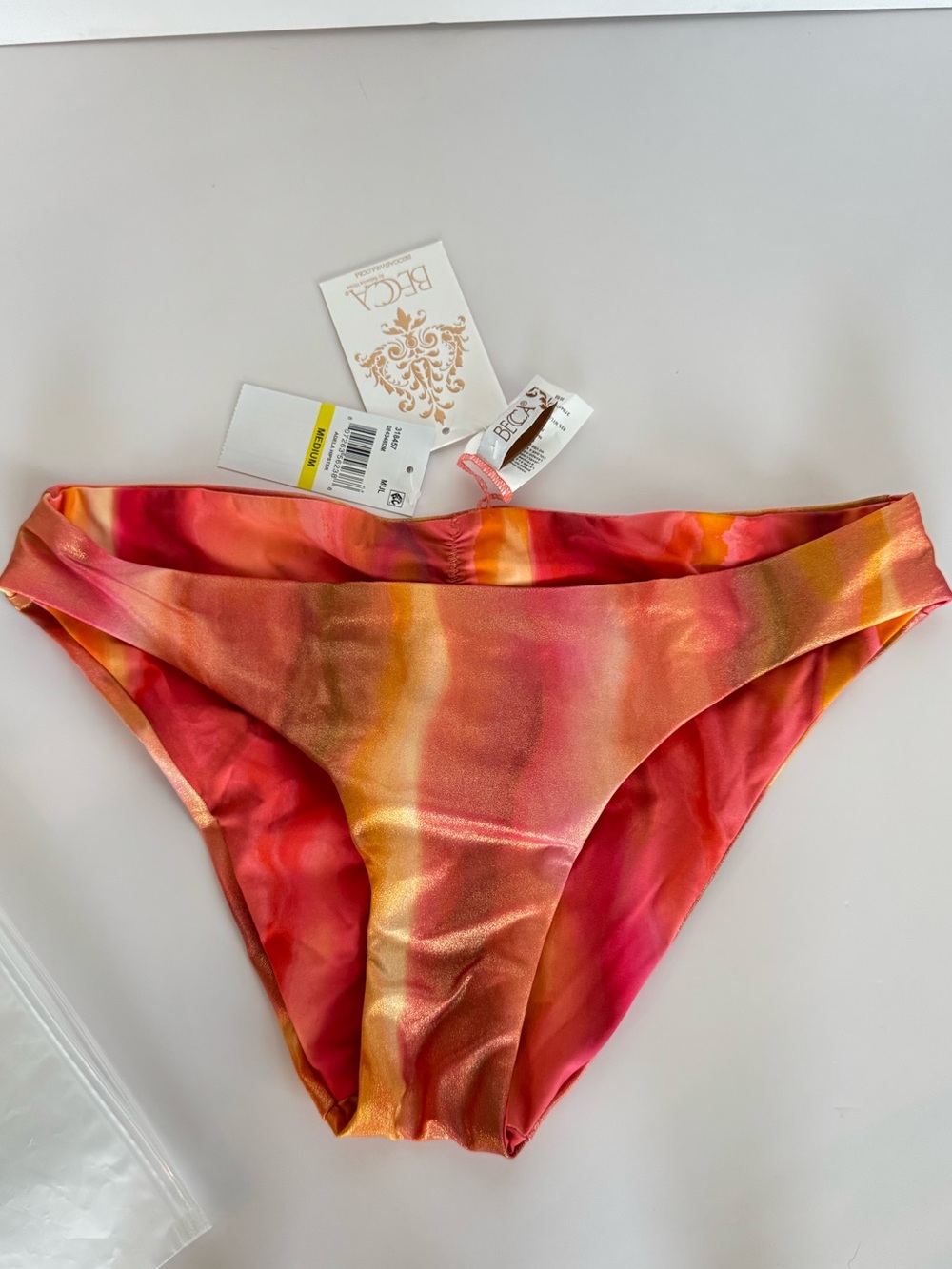 Becca Metallic Sunset Ruched Bikini Bottom M NWT